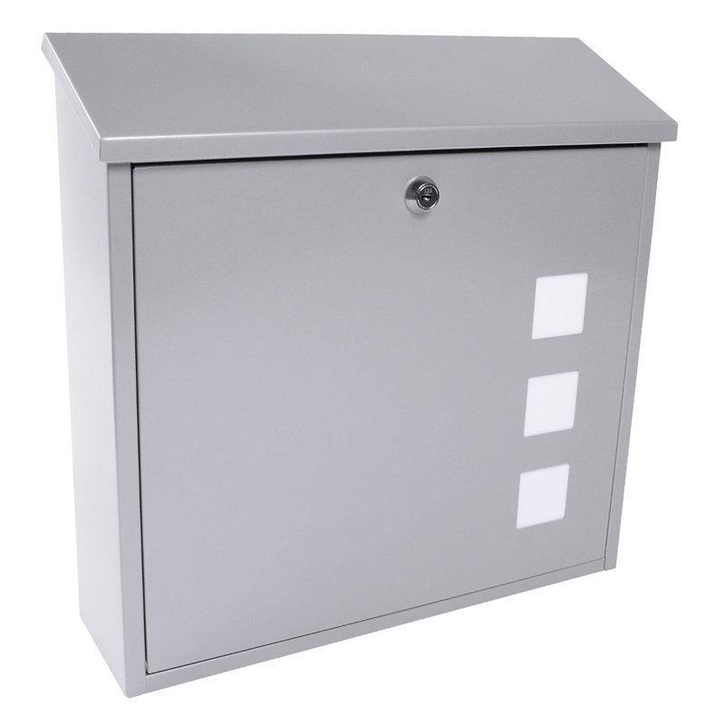 Aire Wall Mounted Galvanised Steel Lockable Weatherproof Post Box - 37x36x11cm