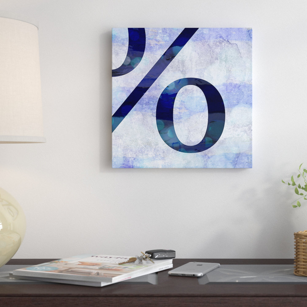 East Urban Home 'Percent - Hazy' Textual Art on Canvas in Blue ...