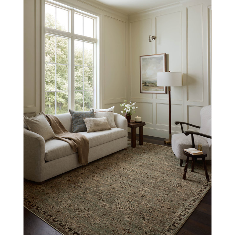 Tapis traditionnel Loloi Rosalind Mist / Granite, Rectangle 3 pi 7 po x 5 pi 7 po