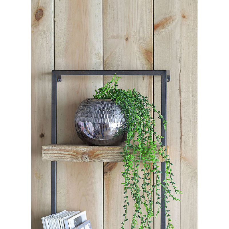 Étagère murale en fer et bois avec deux tablettes