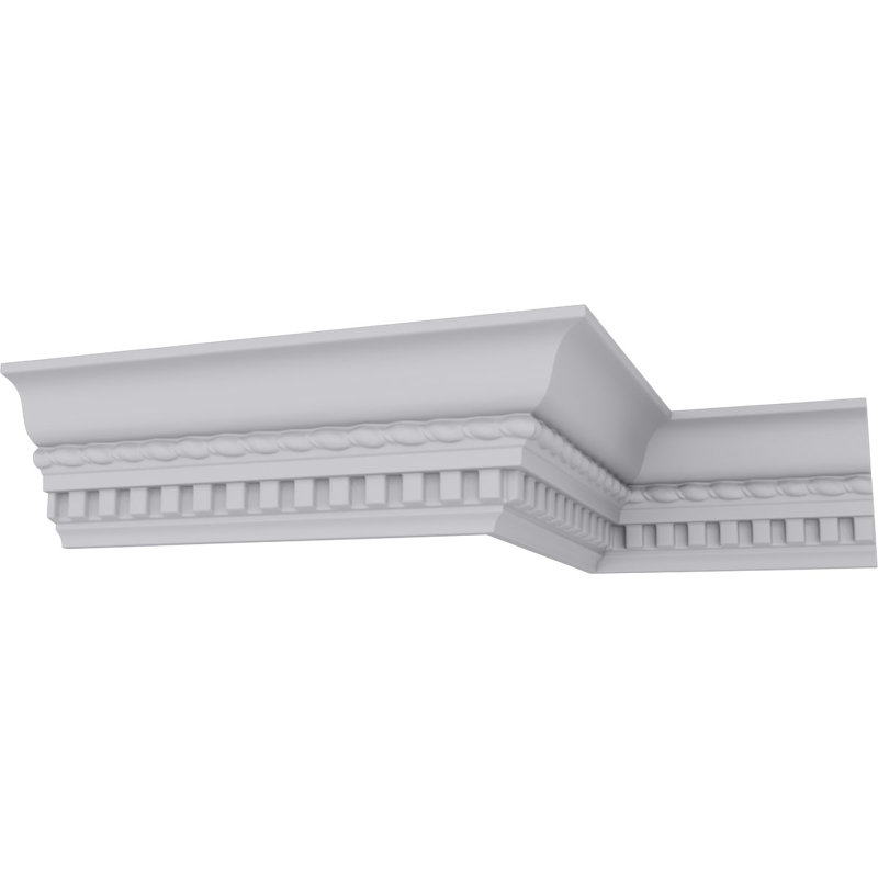Ekena Millwork 3-7/8 in. x 3-1/2 in. x 94-1/2 in. Polyurethane Bulwark Dentil and Rope Crown Moulding