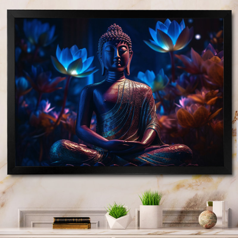 Starlight Buddha II sur impression sur toile, H 30 po x l 40 po x P 1,5 po, Cadre d'angle fermé noir