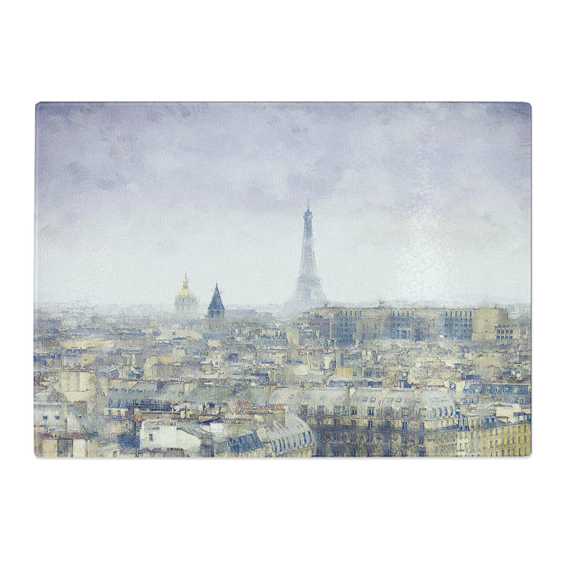 Tempered Glass View of the Eiffel Tower in Paris France Painting Chopping Board, 20 cm x 28.5 cm