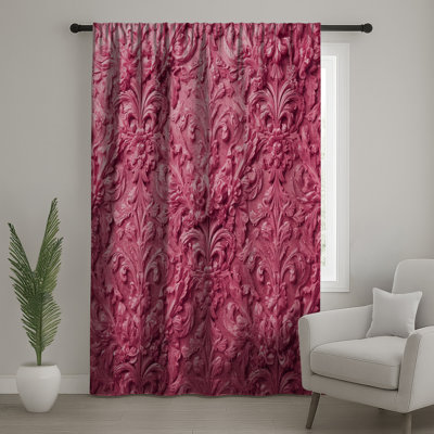 Rideaux de fenêtre en damas rose, voilages et voilages occultants - 1 panneau