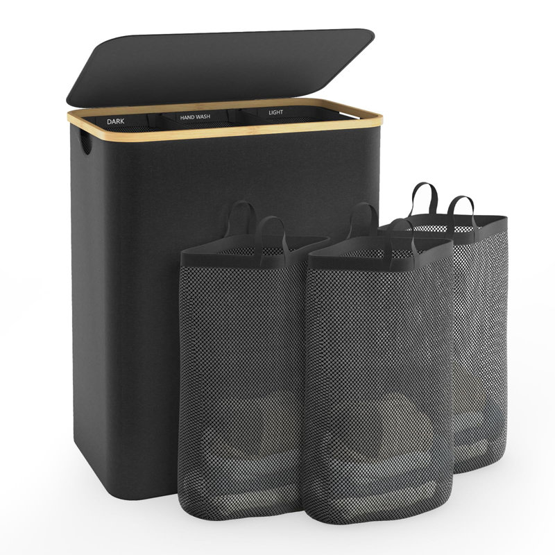 Très grand panier à linge 160L, Noir