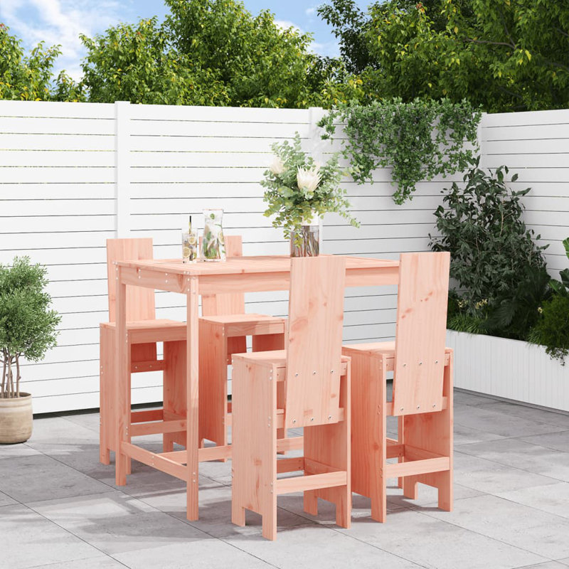 Autiana Brayden Studio Bar Set with Wood Frame and Solid Wood Outer Material, Pink