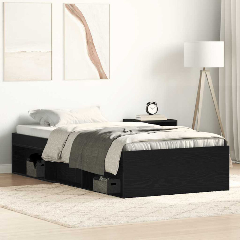 Afriani Storage Bed, Black Oak, Single (3')