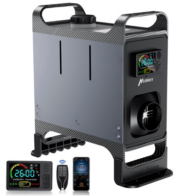 Chauffage diesel de 8 kW avec socle amÃ©liorÃ©, chauffage portable tout-en-un au gaz 12 V/24 V avec commande via application Bluetooth, support de fixation