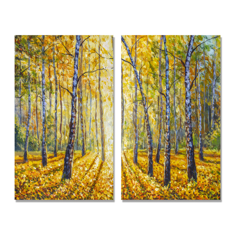 «Path to the Birch Forest», ensemble de 2 peintures sur toiles, Toile tendue, H 20 po x l 24 po x P 1 po