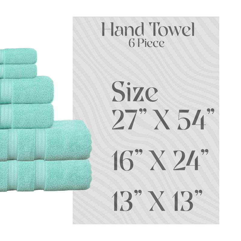 Elegance Essentials 550GSM 100% Cotton Zero Twist Bath Towel Set(2 Bath, 2 Hand Towel & 2 Washcloth), Turquoise