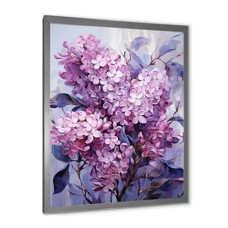Lilas, minimalisme, rêve III, sur toile, Cadre simple argenté, H 40 po x l 30 po x P 1,5 po