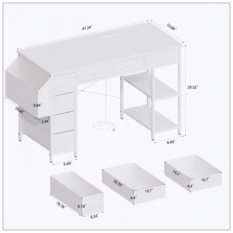 Versatile Computer Desk With Advanced Features For Efficient Work And Storage, Natural/White