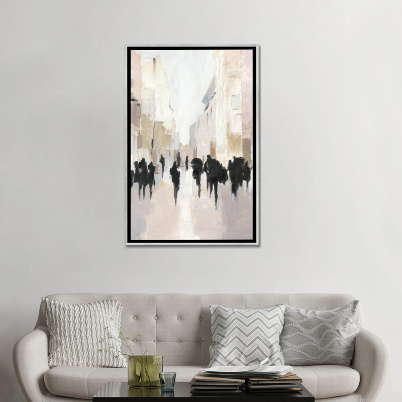 Reproduction d’art, "passing Rain I" par Ethan Harper, H 48 po x l 32 po x P 1,5 po, Toile avec cadre argenté, Pas de tapis