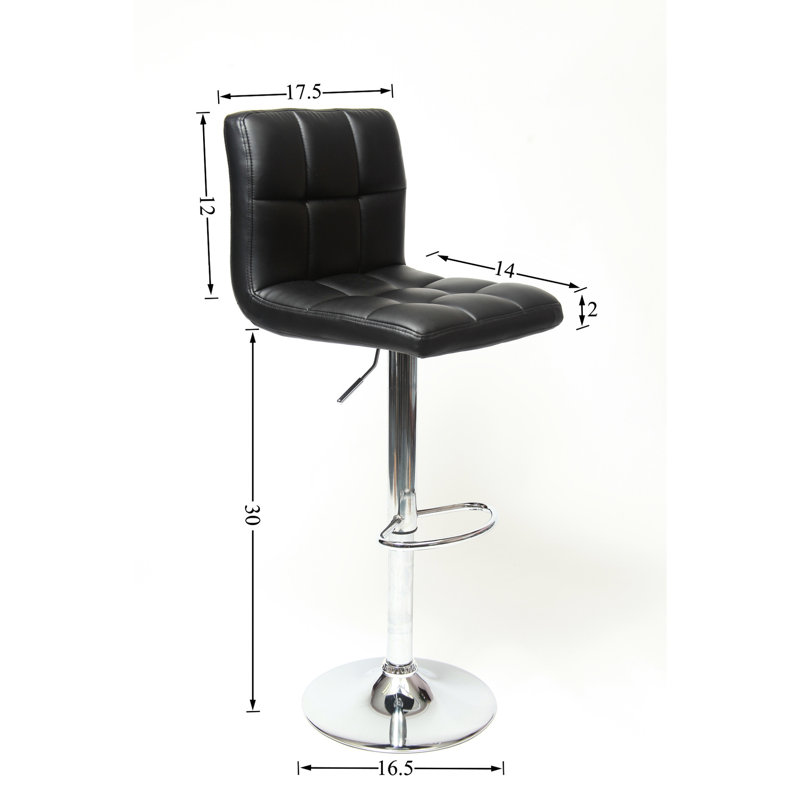 2pcs Black Faux Leather Hydraulic Stools, Adjustable, 360° Swivel, Chromed Base And Footrest, Provides Comfortable Seating Bar Black, 360 Degree With Meets Diverse Needs