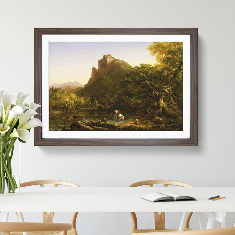 The Mountain Ford by Thomas Cole - Picture Frame Painting, 48cm H x 65cm W x 2cm D, Walnut Framed