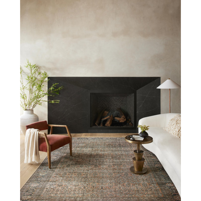 Adrian Terracotta and Charcoal Polyester Oriental Rug