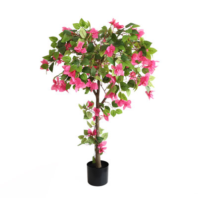 47" Artificial Bougainvillea flowering Topiary Tree With Pot for Outdoor/Indoor Home Decor