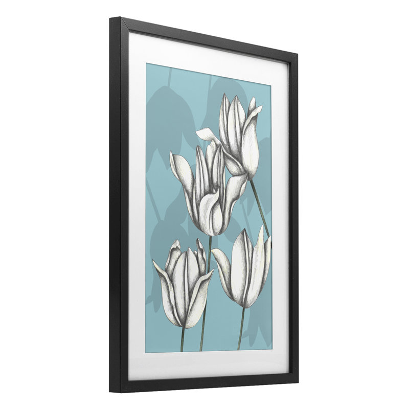 Reproduction sous verre encadrée de tulipes croisées «Keep Growing» par Cecilia Battaini, H 20 po x l 14 po