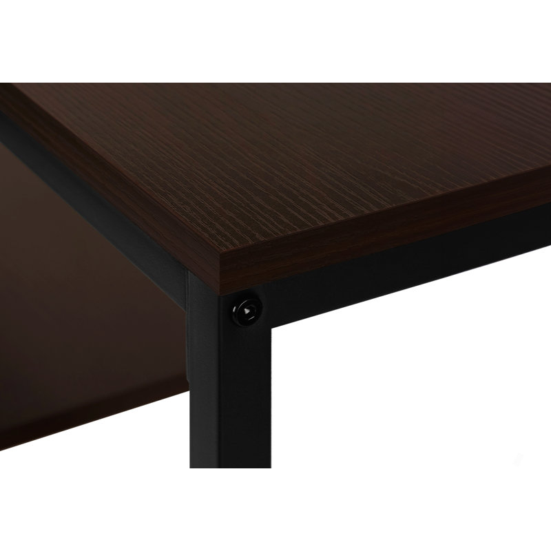 Table d'appoint, console, vestibule, étroit, canapé, salon, chambre à coucher, stratifié brun, métal noir, contemporain, moderne