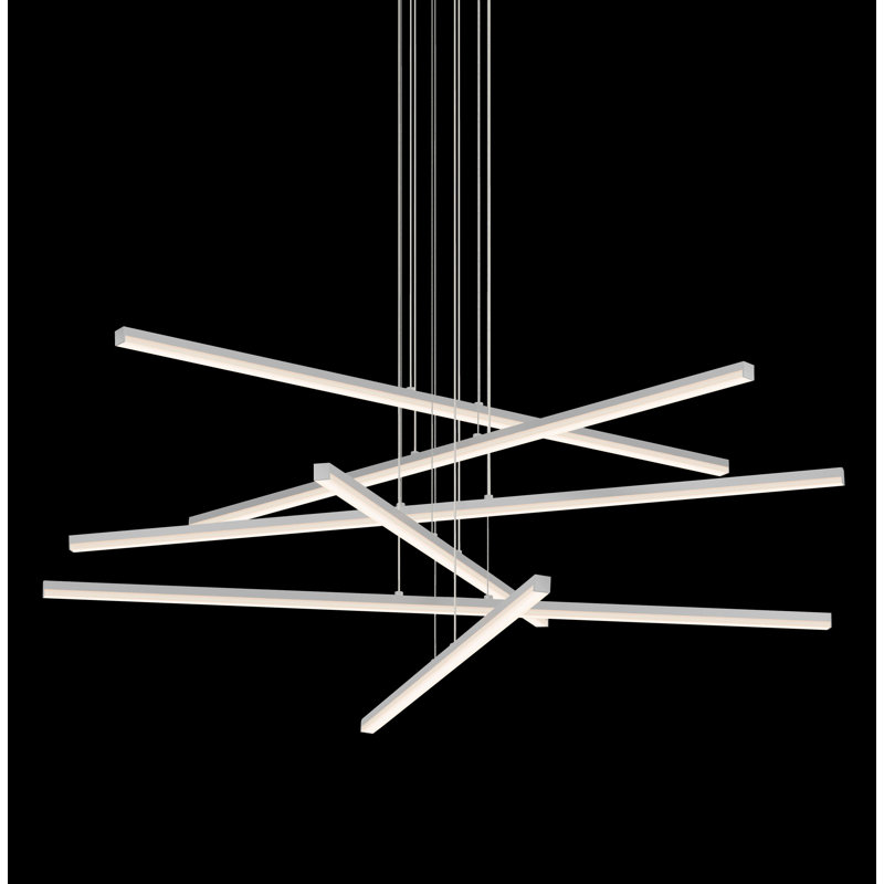 Stix 6 - Light LED Chandelier, Bright Satin Aluminum