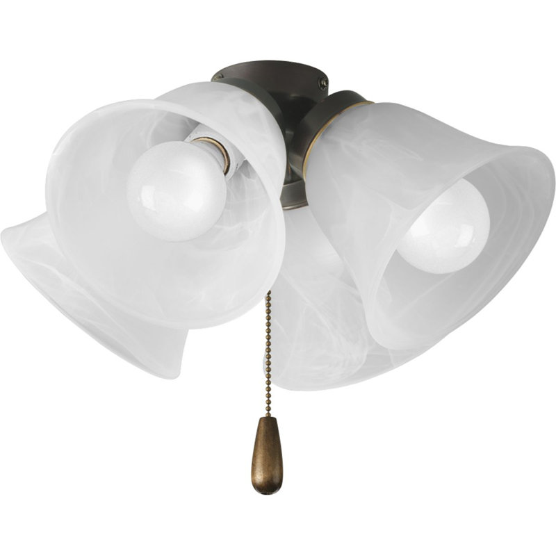 Antique Bronze LED Ceiling Fan Light Kit with Alabaster Glass