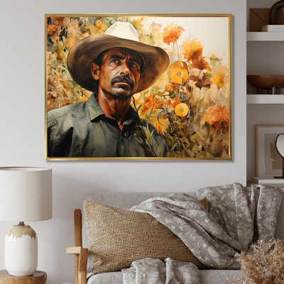 «Yellow Mexico Art The Agrarian», reproduction d'art sur toile encadrée