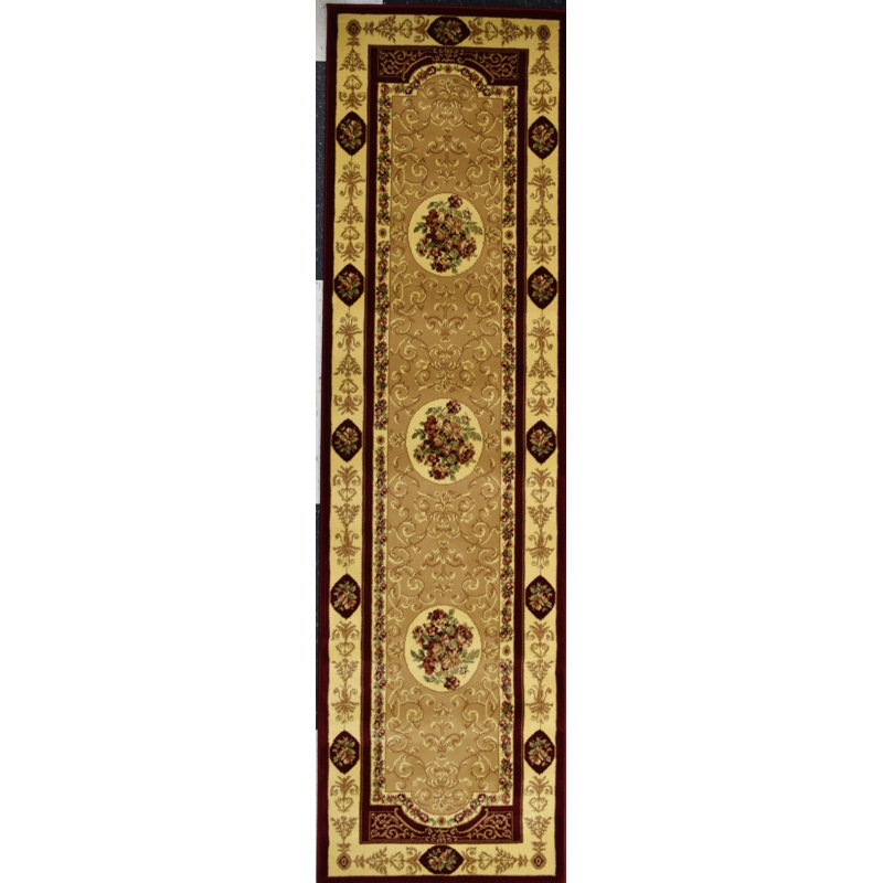 Tapis traditionnel cerise F. Aubusson New Vision, Tapis de couloir 2 pi 3 po x 7 pi 1 po