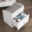 Petit meuble-lavabo avec miroir - ensemble de coiffeuse à maquillage blanc avec chaise, tiroirs, petite coiffeuse mignonne pour le salon de la chambre à coucher