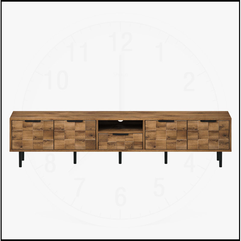Meuble télé 78 po pour téléviseurs 85 75 65 po, centre de divertissement avec rangement à carreaux classique