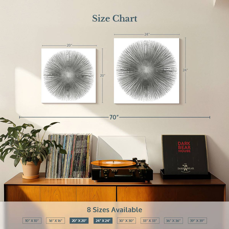 Avery Silver Sunburst I, H 24 po x l 24 po