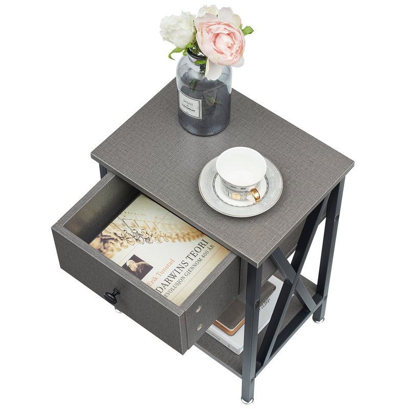 Roberson 1 Drawer Bedside Table, Hemp Grey