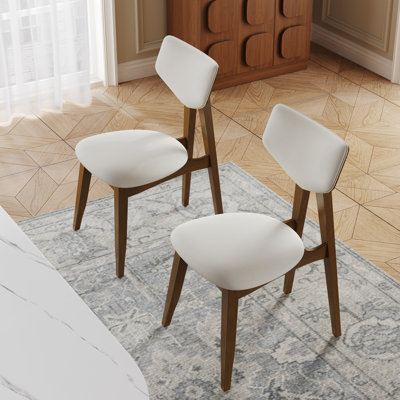 Chaises de salle à manger modernes, chaises de cuisine en cuir d'unité centrale beige avec pieds en bois massif, sans assemblage requis
