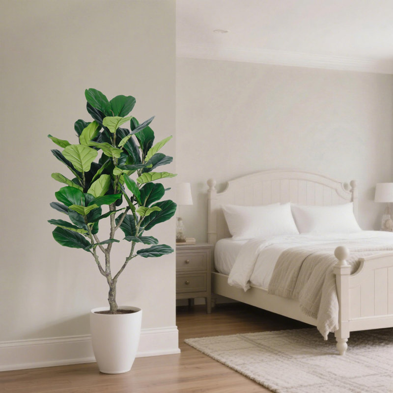 Faux Ficus Tree, 135cm Artificial Fiddle Leaf Fig Tree for Indoor Home Office Living Room Decor