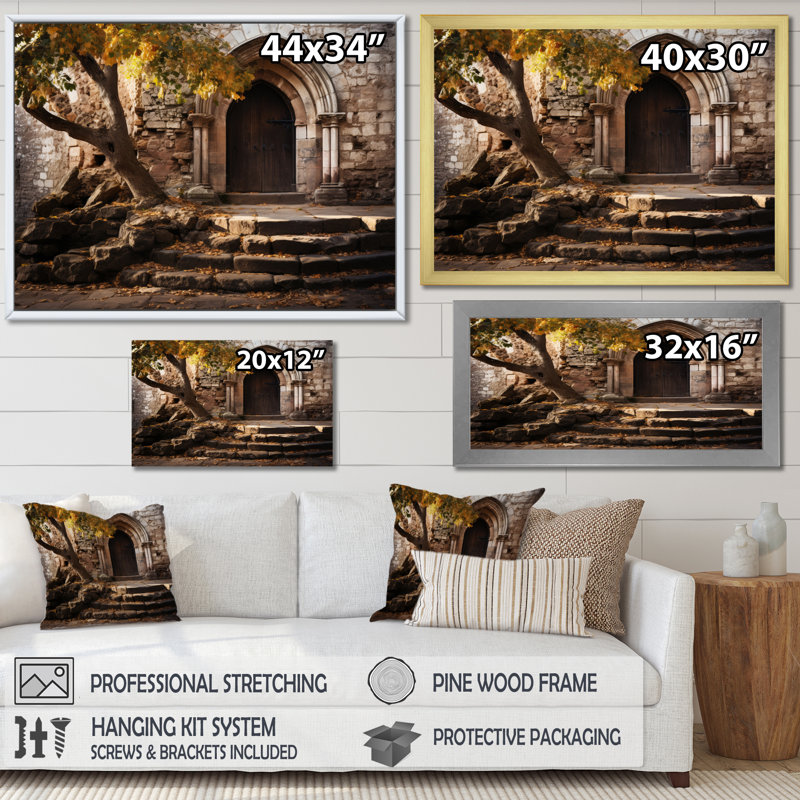 Church Whispers Of History II sur impression sur toile, Cadre photo noir, H 24 po x l 32 po x P 1 po