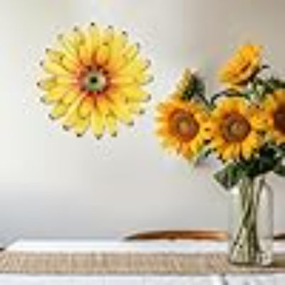 Sunflower Decor 11" Metal Flower Wall Decor For Indoor Outdoor, Sunflower Kitchen Decor Floral Metal Wall Art, Sunflower Wall Decor For Bathroom, Living Room, Porch, Garden, Yard, Backyard