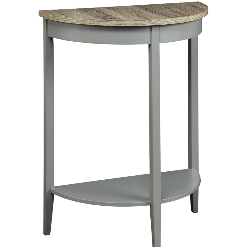 Console grise avec tablette inférieure pour la décoration de couloir et l'organisation de style transitionnel en chêne