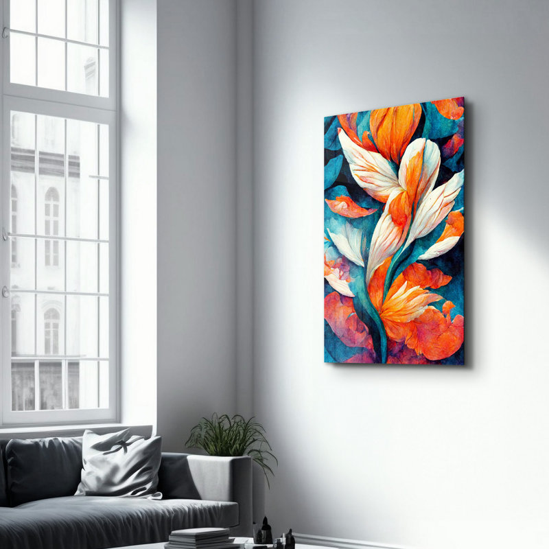 Élégante peinture murale en verre trempé de 13,8 po x 21,7 po | 100% verre trempé, épaisseur: 0,16 pouce | Imprimé UV pour des couleurs éclatantes | Parfait pour la décoration intérieure, le salon et les espaces de bureau
