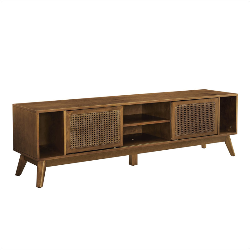 Meuble télé 67,9 po Mid-Century Modern Rattan, Brown