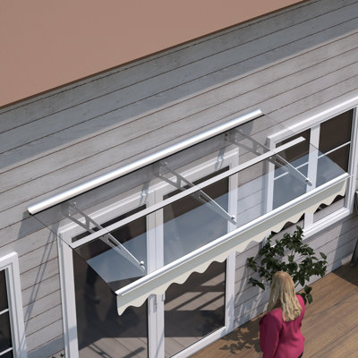 Auvent d'entrée de porte 79 po x 34 po avec toit en polycarbonate, support en aluminium pour maison en bois, étable et fixation 0,137 po d'épaisseur et jardin en alliage pour l'extérieur