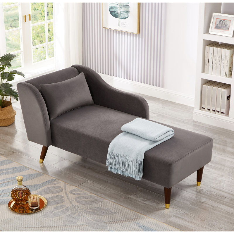 Chaise longue moderne en velours gris avec surface à griffes - structure stable