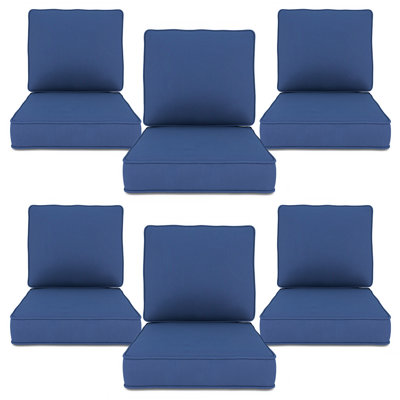 Outdoor Deep Seat Cushion Set Of 6, 23" X 24" X 4" High-Density Foam Patio Chair Cushion, Water-Repellent & UV-Resistant Olefin Fabric Cushion For Chair, Sofa, Loveseat, Patio Furniture