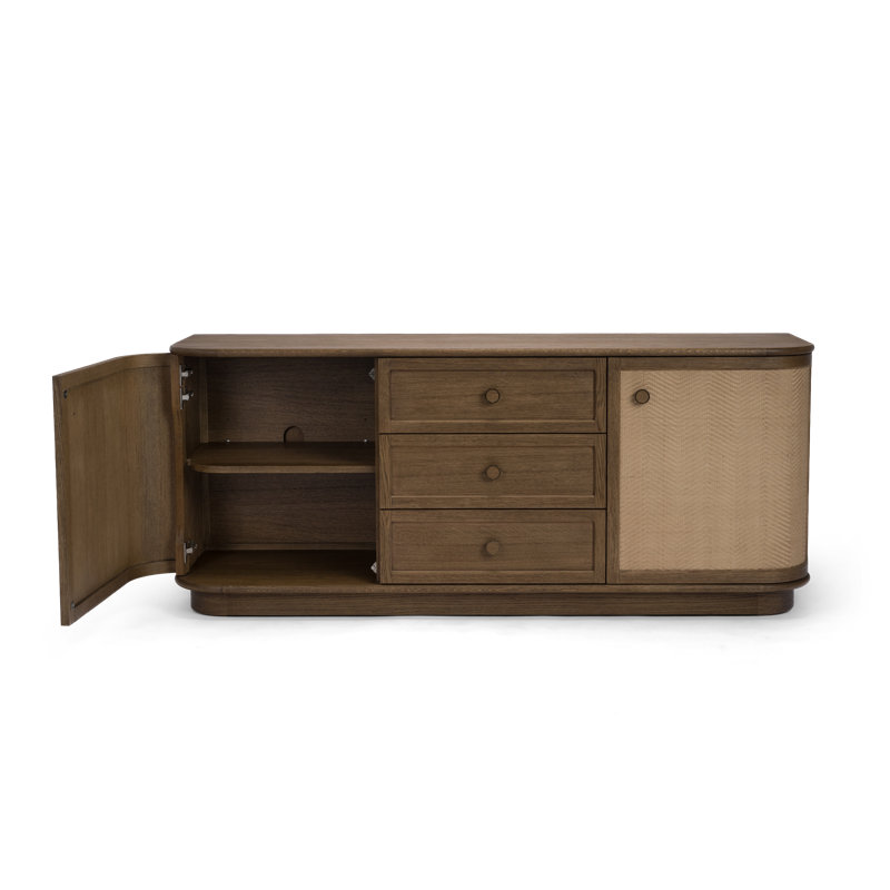 Bastian 71” Oak and Rattan Sideboard