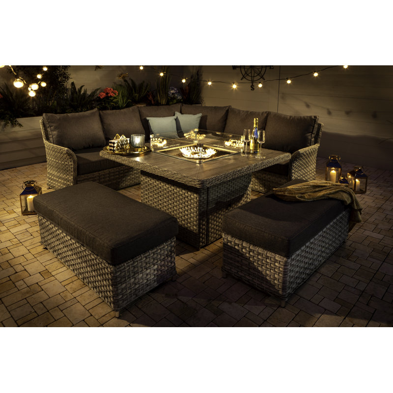 Heritage Grand Square Gas Fire Pit Casual Dining Set