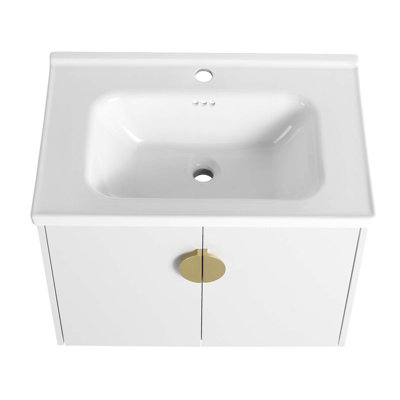 Meuble-lavabo à fermeture en douceur 28 po avec lavabo, pour petite salle de bain