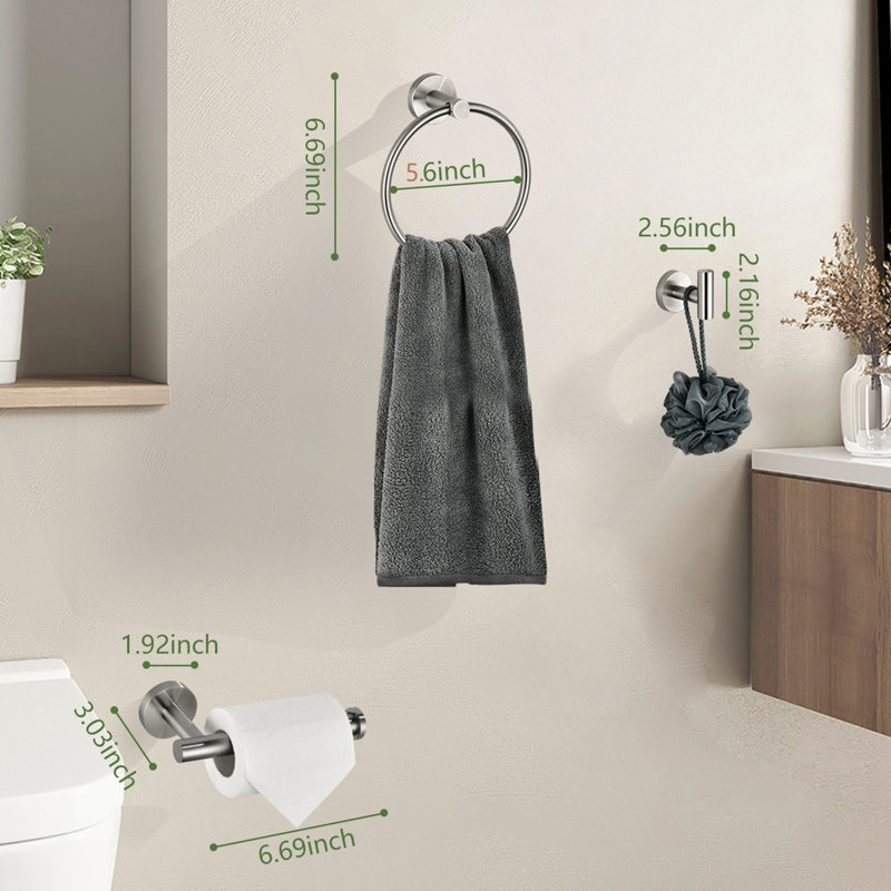 3 - Piece Bathroom Hardware Set, Brushed Nickel