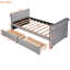 Lit de jour simple gris avec tiroirs de rangement efficaces et sommier à lattes en bois massif.-1100749669