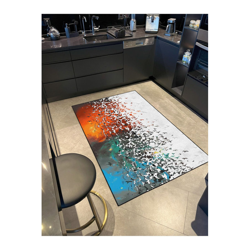 Tapis tissé à motif rayé Modern, Sous-tapis rond 3 pi 3 po inclus