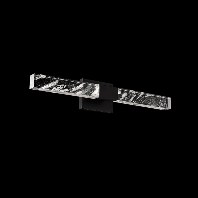 Baton 2 Light Crystal LED Wall Sconce, Black