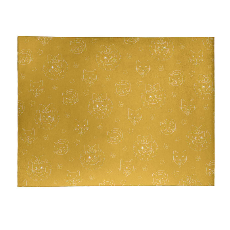 Tapis jaune fait main, Rectangle 8 pi x 10 pi