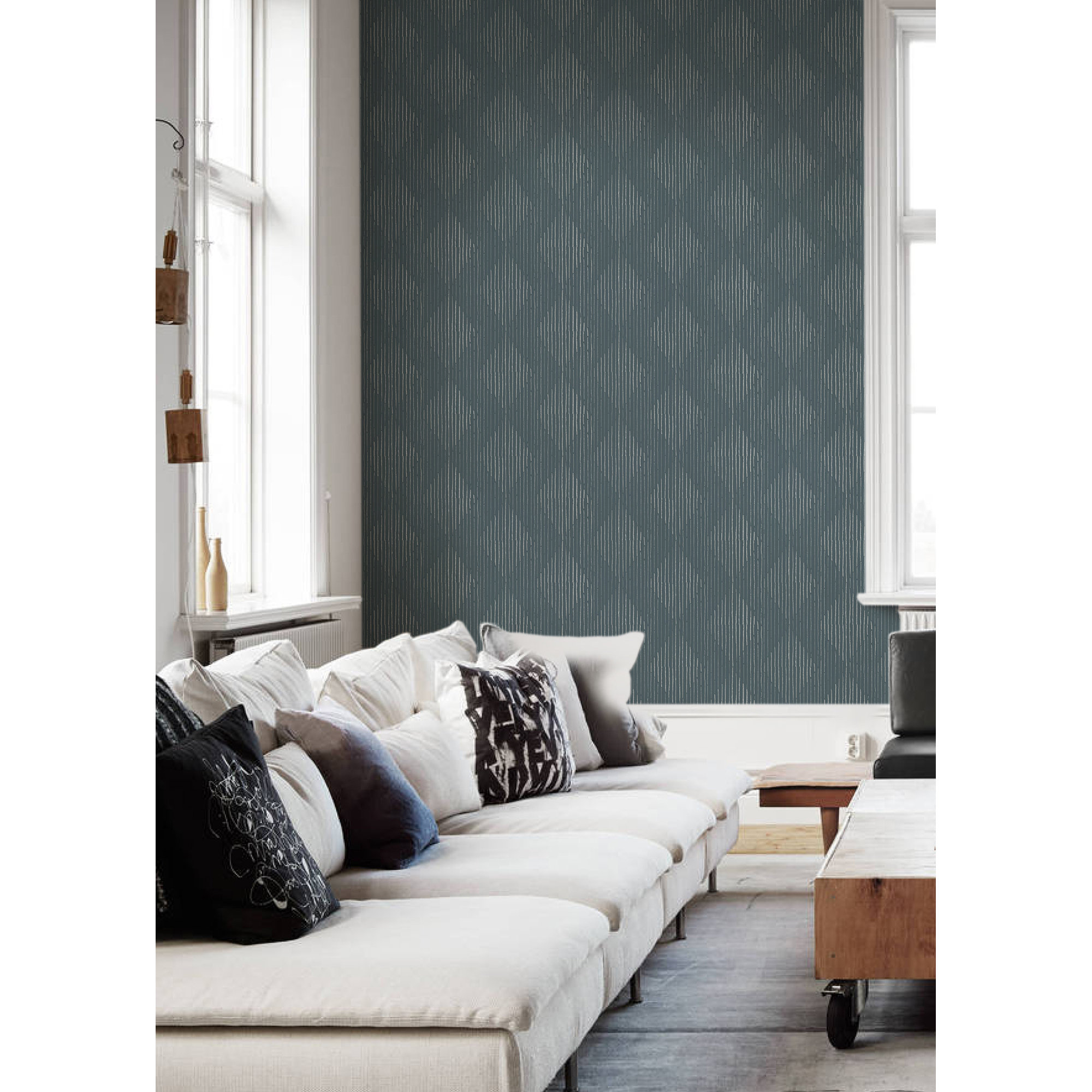 Organic Diamonds Peel & Stick Wallpaper Roll, Self-adhesive, Blue/Gray